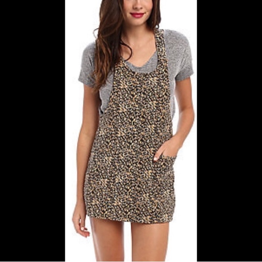 Mini Pink Leopard overall mini dress